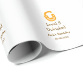 Level 5 unlocked lock orange brown happy birthday  ラッピングペーパー (ロールコーナー)