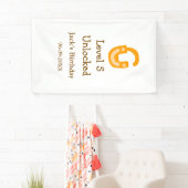 Level 5 unlocked lock orange brown happy birthday  横断幕 (インサイチュ)