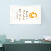 Level 5 unlocked lock orange brown happy birthday  横断幕 (トレードショー)