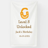 Level 5 unlocked lock orange brown happy birthday  横断幕 (縦)