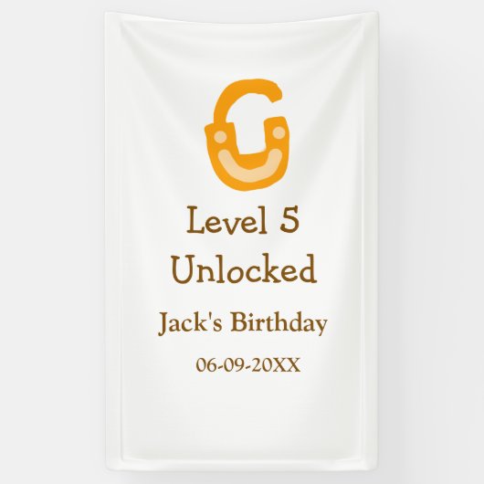 Level 5 unlocked lock orange brown happy birthday  横断幕 (縦)