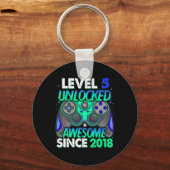 Level 5 Unlocked Video Game 5 Years Old Boy 5th Bi キーホルダー (正面)