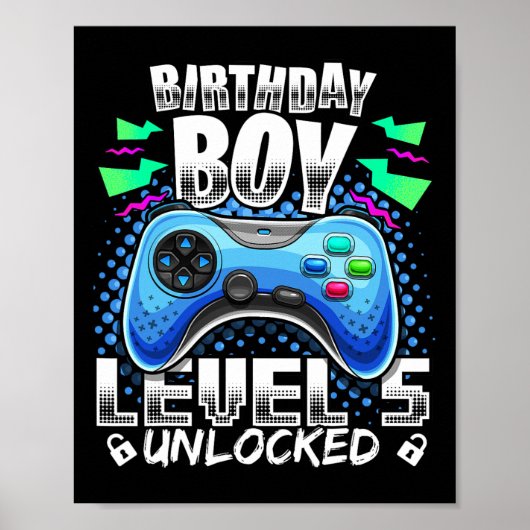 Level 5 Unlocked Video Game 5th Birthday Gamer Gif ポスター (正面)