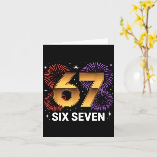 Level 67 Complete Six Seven Birthday Fireworks  カード (黄色い花)