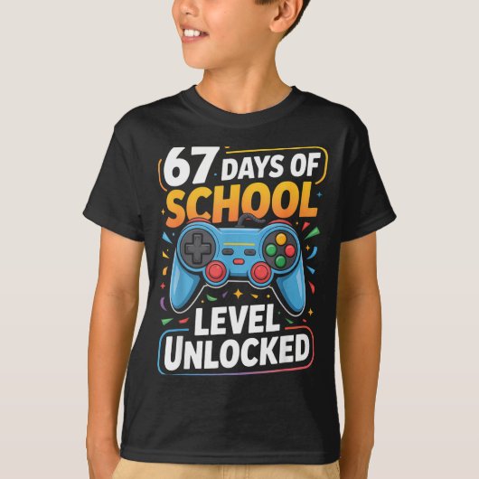 Level 67 Days Of School Unlocked Boys 67th Day Of Tシャツ (正面)