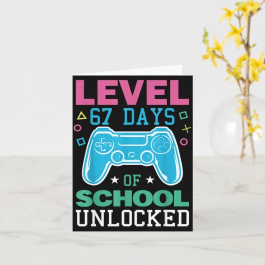 Level 67 Days Of School Unlocked Funny 6 7 Meme Ga カード (黄色い花)