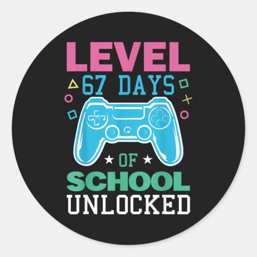 Level 67 Days Of School Unlocked Funny 6 7 Meme Ga ラウンドシール (正面)