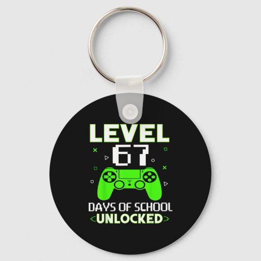 Level 67 Days Of School Unlocked Funny Gamer Kids  キーホルダー (正面)