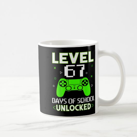 Level 67 Days Of School Unlocked Funny Gamer Kids  コーヒーマグカップ (右)