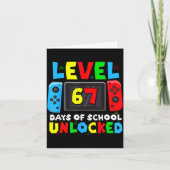 Level 67 Days Of School Unlocked Gamer Video Funny カード (正面)