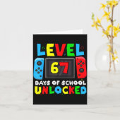 Level 67 Days Of School Unlocked Gamer Video Funny カード (黄色い花)