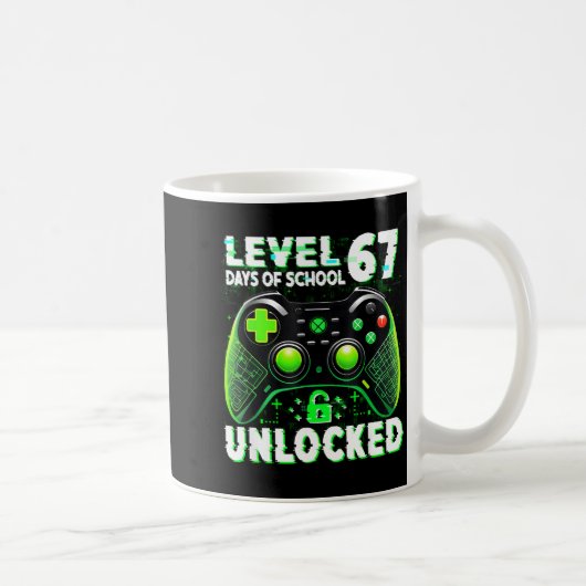 Level 67 Days Of School Unlocked Gamer Video Funny コーヒーマグカップ (右)