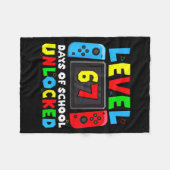 Level 67 Days Of School Unlocked Gamer Video Funny フリースブランケット (正面(横))