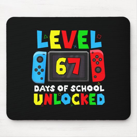 Level 67 Days Of School Unlocked Gamer Video Funny マウスパッド (正面)