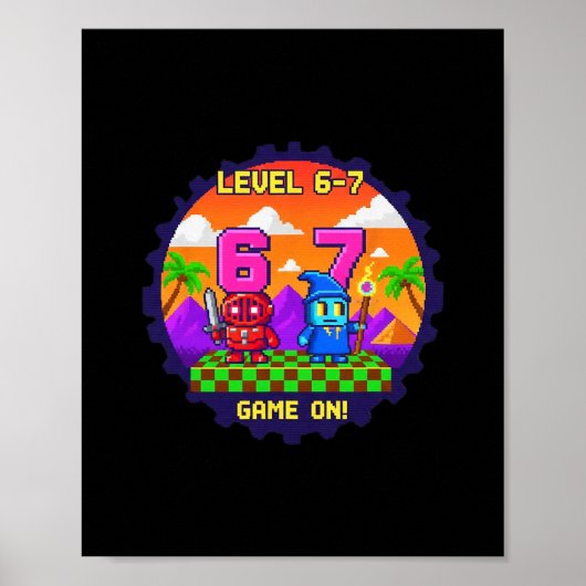 Level 6 7 Gaming Pixel Art Six Seven Gamers  ポスター (正面)