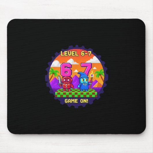 Level 6 7 Gaming Pixel Art Six Seven Gamers  マウスパッド (正面)