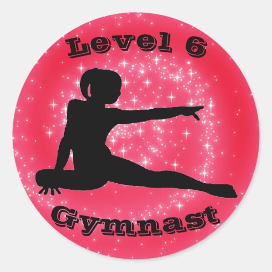 Level 6 Gymnast - (レベル番号は変更可能) ラウンドシール (正面)