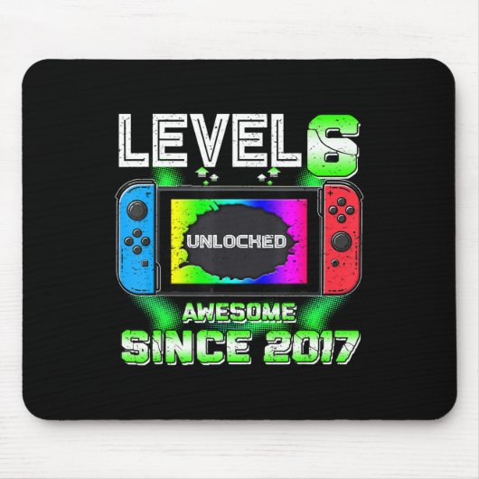 Level 6 Unlocked 素晴らし 2017ビデオゲーム6誕生 マウスパッド (正面)