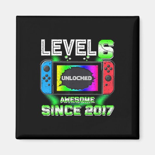 Level 6 Unlocked 素晴らし 2017ビデオゲーム6誕生 マグネット (正面)