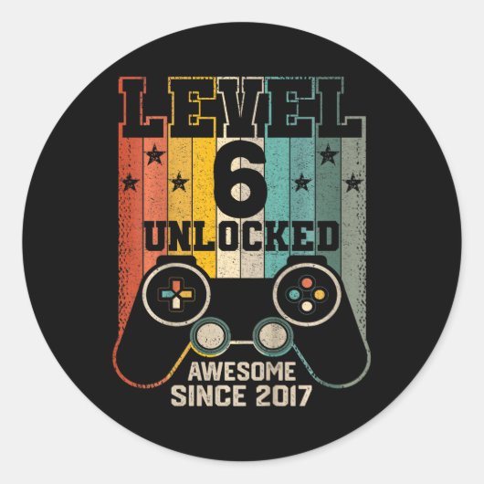 Level 6 Unlocked 素晴らし 2017 Boy Video Game 6th B ラウンドシール (正面)