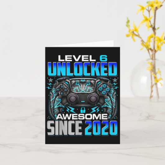 Level 6 Unlocked Awesome Since 2020 6th Birthday G カード (黄色い花)