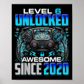 Level 6 Unlocked Awesome Since 2020 6th Birthday G ポスター (正面)