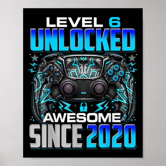 Level 6 Unlocked Awesome Since 2020 6th Birthday G ポスター (正面)