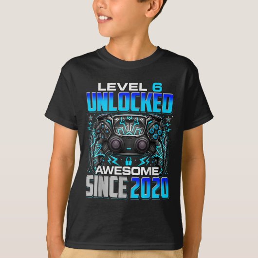 Level 6 Unlocked Awesome Since 2020 6th Birthday G Tシャツ (正面)