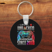 Level 6 Unlocked Awesome Since 6th Birthday Gaming キーホルダー (正面)