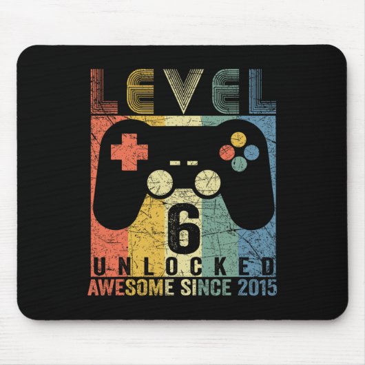 Level 6 Unlocked Awesome Video Game 6th Birthday B マウスパッド (正面)