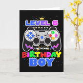 Level 6 Unlocked Birthday Boy Video Game 6th Birth カード (黄色い花)