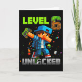Level 6 Unlocked Funy Birthday Boy Pixel Gamer 6th カード (正面)