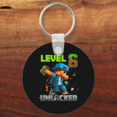 Level 6 Unlocked Funy Birthday Boy Pixel Gamer 6th キーホルダー (正面)