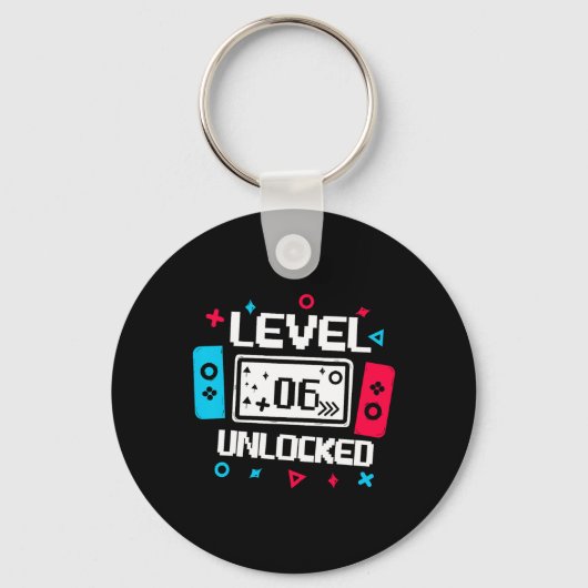 Level 6 Unlocked Gamer - 6th Birthday Gift Video G キーホルダー (正面)