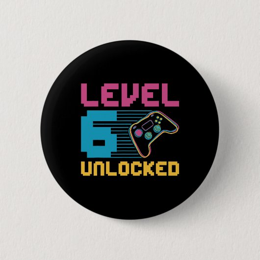 Level 6 Unlocked Gaming Birthday  缶バッジ (正面)