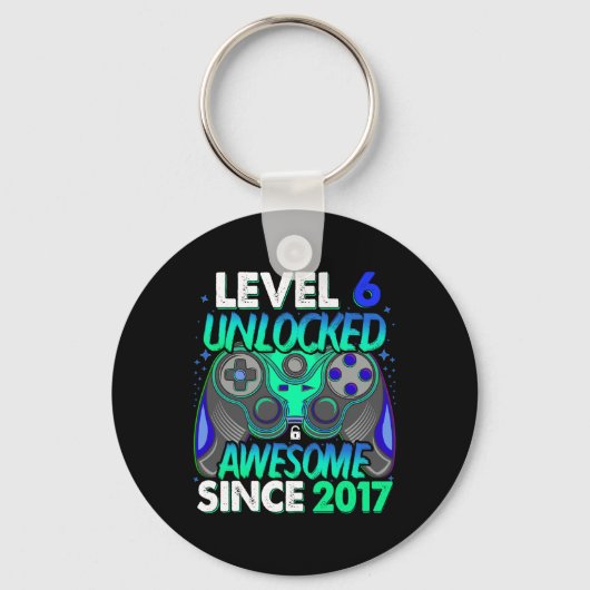 Level 6 Unlocked Video Game 6 Years Old Boy 6th Bi キーホルダー (正面)