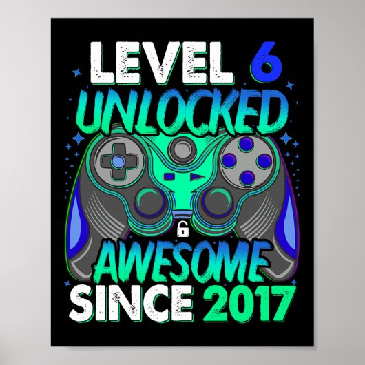 Level 6 Unlocked Video Game 6 Years Old Boy 6th Bi ポスター (正面)