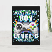Level 6 Unlocked Video Game 6th Birthday Gamer Boy カード (正面)