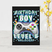 Level 6 Unlocked Video Game 6th Birthday Gamer Boy カード (黄色い花)