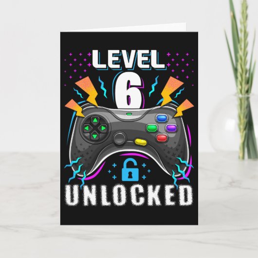 Level 6 Unlocked Video Game 6th Birthday Gamer Gif カード (正面)