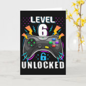 Level 6 Unlocked Video Game 6th Birthday Gamer Gif カード (黄色い花)