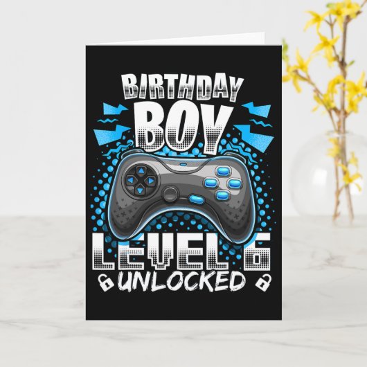 Level 6 Unlocked Video Game 6th Birthday Gamer Gif カード (黄色い花)