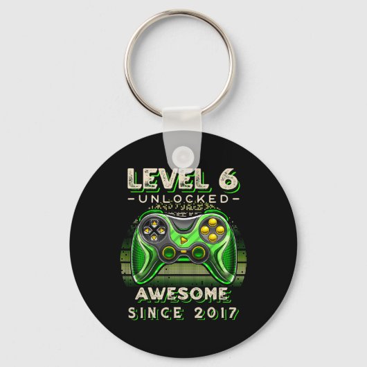 Level 6 Unlocked Video Game Six 6th Birthday 6 Yr  キーホルダー (正面)
