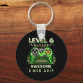 Level 6 Unlocked Video Game Six 6th Birthday 6 Yr  キーホルダー (正面)