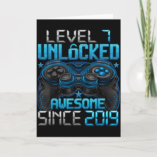 Level 7 Unlocked 7 Year Old For Boys 7th Birthday  カード (正面)