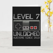 Level 7 Unlocked 7th Birthday 7 Year Old Video Gam カード (黄色い花)