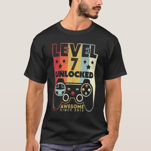 Level 7 Unlocked Awesome 2015 Video Game 7th Birth Tシャツ (正面)