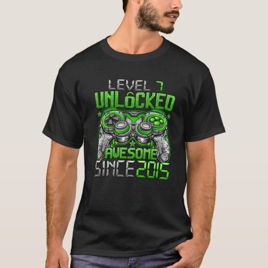 Level 7 Unlocked Awesome Since 2015 7Th Birthday G Tシャツ (正面)