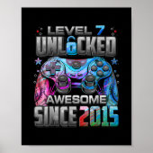 Level 7 Unlocked Awesome Since 2015 Video Game ポスター (正面)