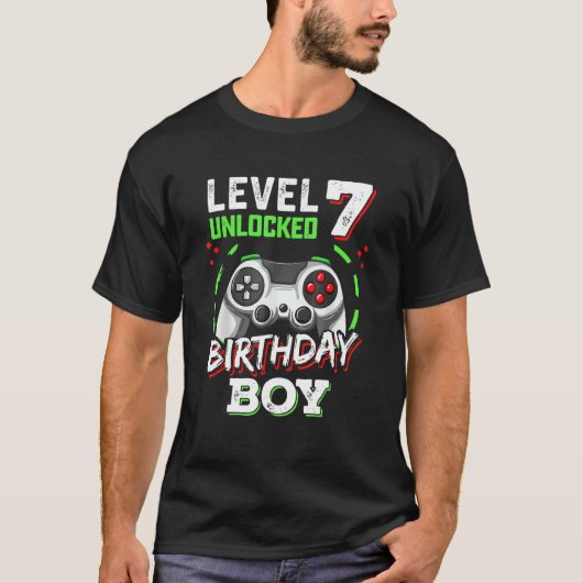 Level 7 Unlocked Birthday Boys Video Game 7th Birt Tシャツ (正面)